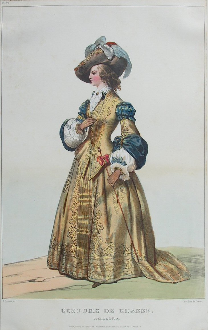 Lithograph - No. 50 Costume de Chasse. du Temps de la Fionde - De